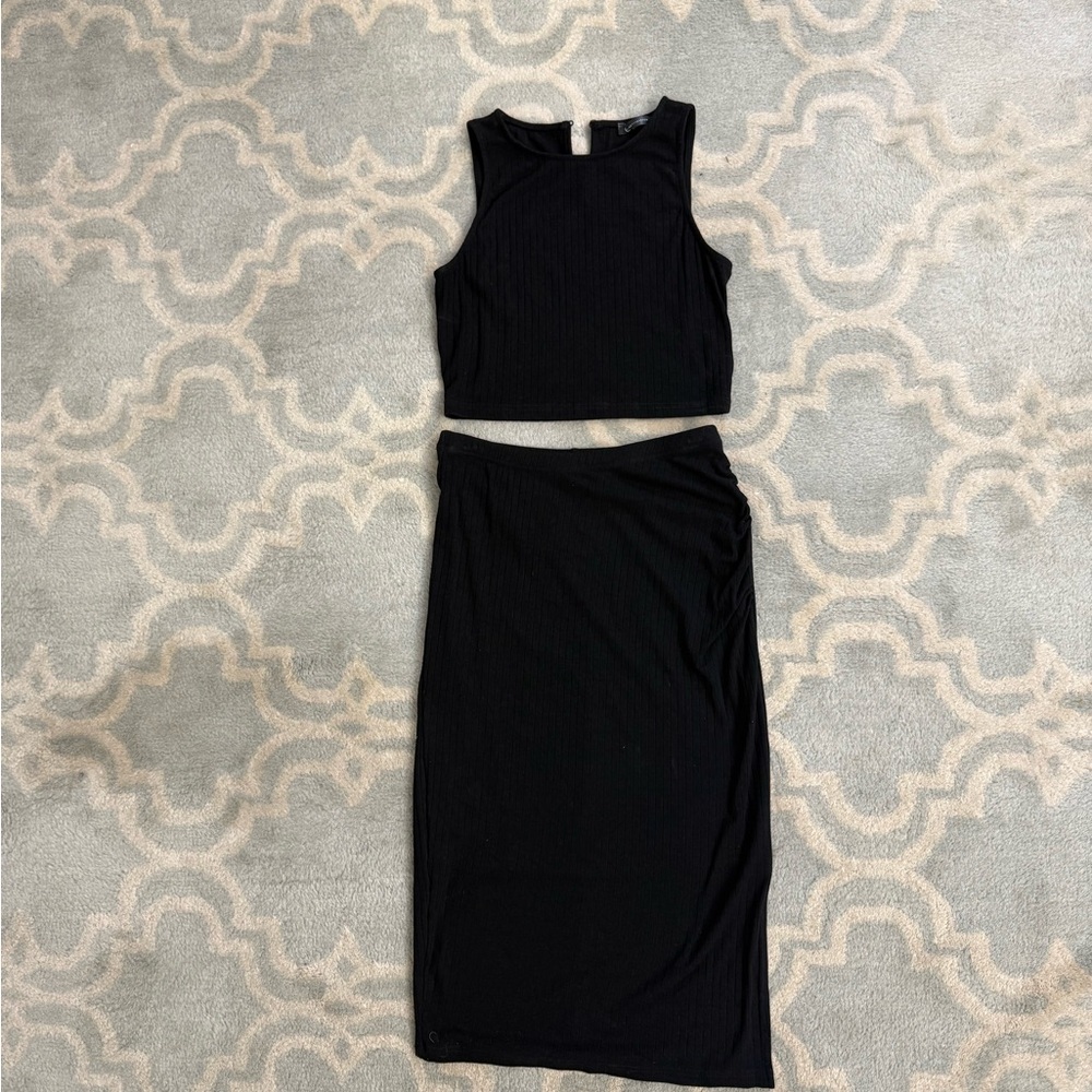 Knit Black Women's Skirt Set